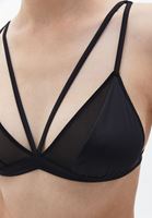 Women Black Bralette with Pipe Detail