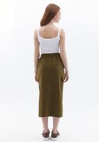 Women Green High Rise Cargo Midi Skirt