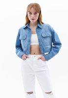 Women Blue Crop Denim Shirt