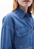 Women Blue Crop Denim Shirt