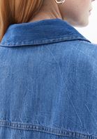 Women Blue Crop Denim Shirt