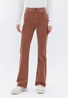 Women Brown High Rise Boot Cut Pants