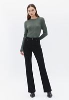 Women Black High Rise Boot Cut Pants