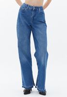 Women Blue Mid Rise Straight Fit Pants