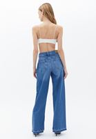 Women Blue Mid Rise Straight Fit Pants