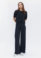 Women Black High Rise Wide Leg Pants