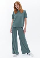 Women Green High Rise Wide Leg Pants