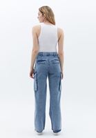 Women Blue High Rise Pants with Cargo Pockets