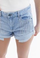 Bayan Mavi Orta Bel Denim Şort