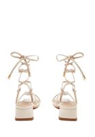 Women Cream Heels with Lace Up Detail