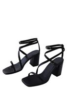 Women Black Heels with Strap Detail