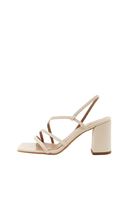 Women Beige Heeled Sandals with Strap Detail