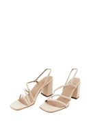 Women Beige Heeled Sandals with Strap Detail