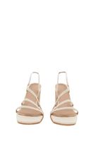 Women Beige Heeled Sandals with Strap Detail