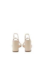 Women Beige Heeled Sandals with Strap Detail