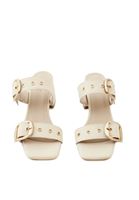 Women Beige Mules with Buckle Detail