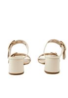 Women Beige Mules with Buckle Detail