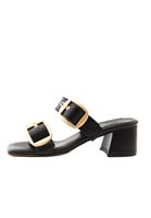 Women Black Mules with Buckle Detail