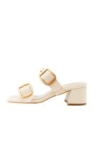 Women Beige Mules with Buckle Detail