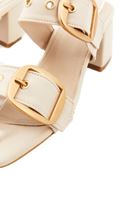 Women Beige Mules with Buckle Detail