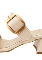 Women Beige Mules with Buckle Detail