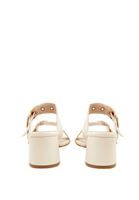 Women Beige Mules with Buckle Detail