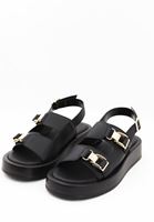 Women Black Double Strap Sandals