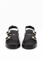 Women Black Double Strap Sandals