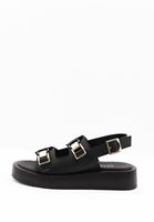 Women Black Double Strap Sandals