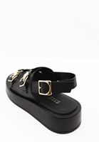 Women Black Double Strap Sandals