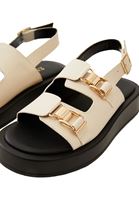 Women Cream Double Strap Sandals