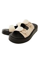 Women Cream Double Strap Mules