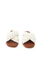 Women Cream Macrame Mules