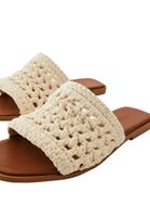 Women Cream Macrame Mules