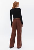 Women Brown Mid Rise Wide Leg Pants