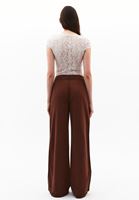 Bayan Kahverengi Orta Bel Wide-Leg Pantolon ( TENCEL™ )
