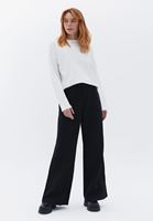 Women Black Mid Rise Wide Leg Pants