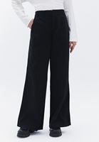 Women Black Mid Rise Wide Leg Pants