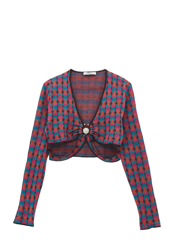 Women Mixed Crop top with Buckle Detail