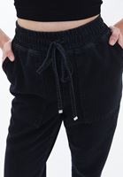 Women Black Cotton Blended Mid Rise Jogger Pants