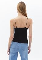 Women Black Singlet with Thin Straps