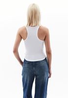 Women White Cotton Blended Scope Neck Singlet