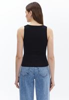 Women Black Square Neck Cotton Singlet