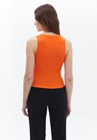 Women Orange Square Neck Cotton Singlet