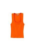 Women Orange Square Neck Cotton Singlet