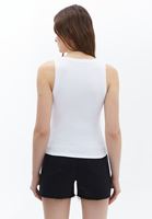 Women White Square Neck Cotton Singlet