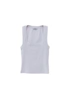 Women White Square Neck Cotton Singlet