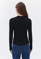 Women Black High Neck Tshirt with Long Sleeves