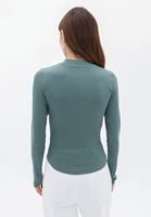 Women Green High Neck Tshirt with Long Sleeves