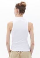 Women White Cotton Blended Polo Neck Singlet